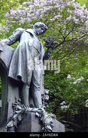 Czech Republic bronze monument of the poet Karel Hynek Macha on the Petrin hill, Prague, Stock Photo