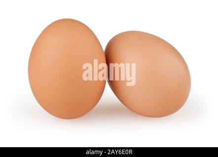 Two eggs isolated on white background with clipping path Stock Photo