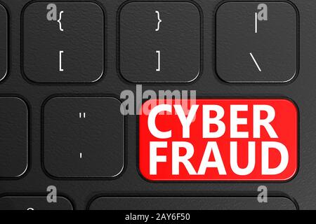 Cyber Fraud on black keyboard Stock Photo