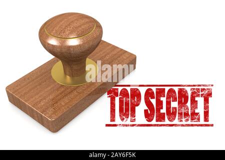 Red top secret wooded seal stamp Stock Photo