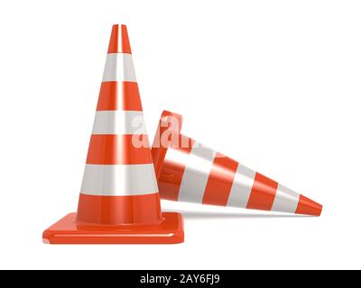 Traffic cones isolated on white Stock Photo