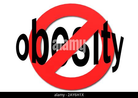 Stop obesity sign in red Stock Photo
