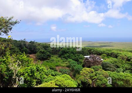 View of the sea as the first settlers came to Floreana Island Galapagos Islands Ecuador Stock Photo