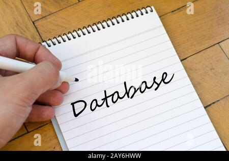 Database concept on notebook Stock Photo