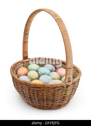 Easter basket isolated on white background with clipping path Stock Photo