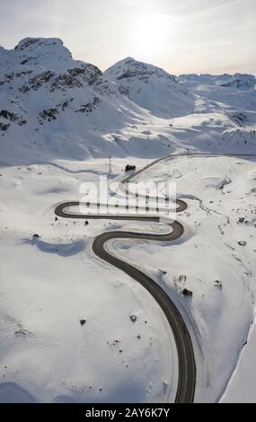 Aerial view of Julier Pass, Albula, Engadine, Canton of Graubunden, Switzerland, Southern Europe Stock Photo