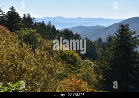 View from Clingmans Dome at Great Smoky Mountains National Park in Tennessee Stock Photo