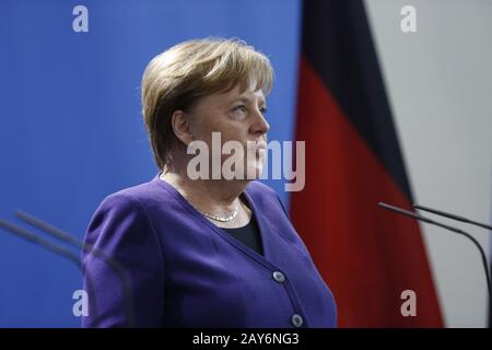 Berlin, Germany. 14th Feb, 2020. Berlin: Chancellor Angela Merkel at the press conference in the Federal Chancellery. (Photo by Simone Kuhlmey/Pacific Press) Credit: Pacific Press Agency/Alamy Live News Stock Photo