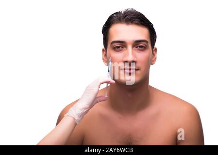 Man getting injection isolated on white Stock Photo - Alamy