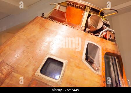 Apollo 11 Space command module on display at Space Gallery, Science Museum, London, UK