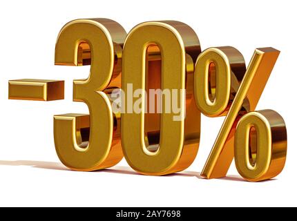 3d Gold 30 Percent Discount Sign Stock Photo