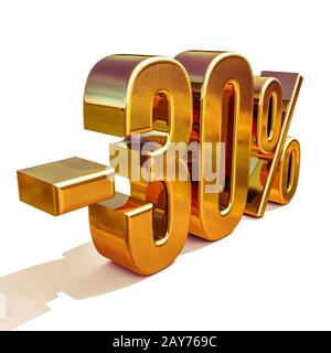 3d Gold 30 Percent Discount Sign Stock Photo