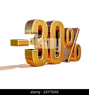 3d Gold 30 Percent Discount Sign Stock Photo