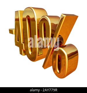 Gold -40%, Minus Forty Percent Discount Sign Stock Photo