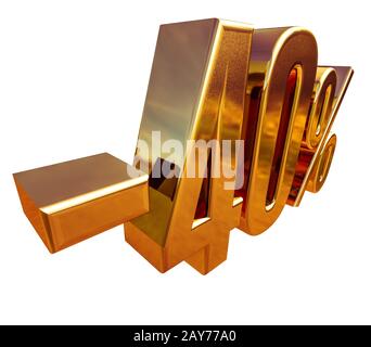 Gold -40%, Minus Forty Percent Discount Sign Stock Photo