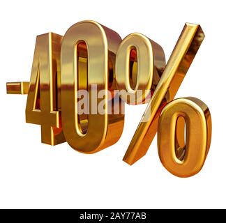 Gold -40%, Minus Forty Percent Discount Sign Stock Photo