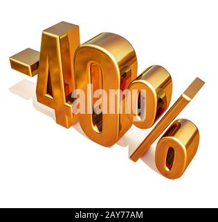 Gold -40%, Minus Forty Percent Discount Sign Stock Photo