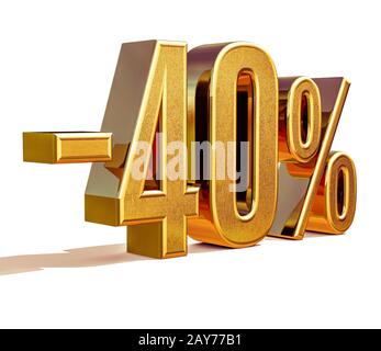 Gold -40%, Minus Forty Percent Discount Sign Stock Photo