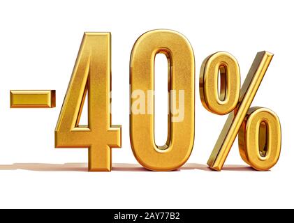 Gold -40%, Minus Forty Percent Discount Sign Stock Photo