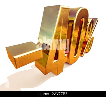 Gold -40%, Minus Forty Percent Discount Sign Stock Photo