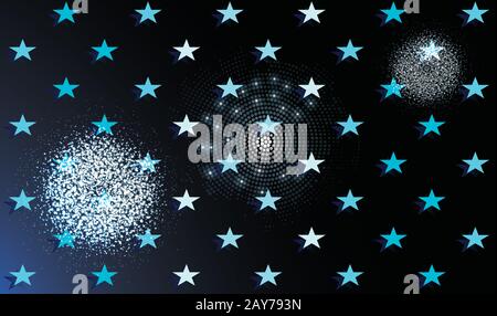 beautiful stars in black sky with celebration particles inside Stock Vector