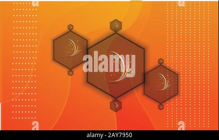 hexagon design on natural background with rainbow inside Stock Vector