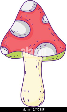 mushroom flora decoration cartoon design on white background vector illustration Stock Vector