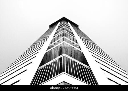 From below the Buchkopf Tower in Oppenau Maisach Black Forest Germany black and white Stock Photo