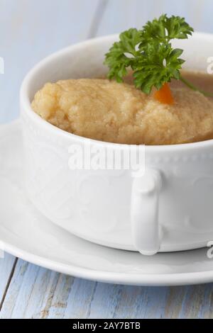 Bavarian griesnockerl soup Stock Photo