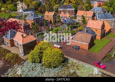 The Hague, Netherlands - April 26, 2017: Village in Madurodam miniature park in The Hague Stock Photo