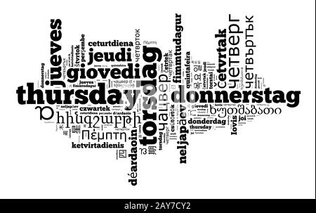 Word Thursday in different languages Stock Photo