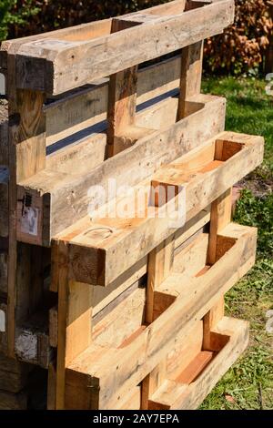 Creating a vertical garden with Euro pallets - Upcycling-Trend Stock Photo