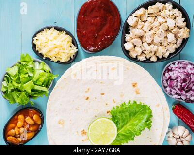 mexican tortilla with mix of ingredients Stock Photo