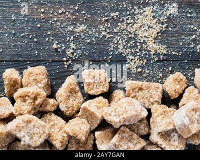 Rushy raw sugar cubes close up Stock Photo