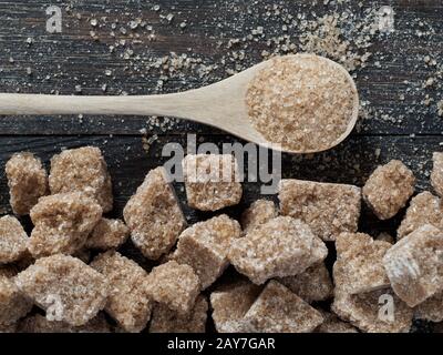 Rushy raw sugar cubes close up Stock Photo