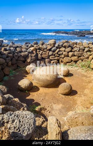 Magnetic stones, ahu Te Pito Kura, easter island Stock Photo