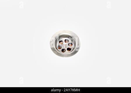 Silver metal drain hole in the sink Stock Photo