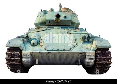 Vintage Isolated Green US Military World War II Light Tank Stock Photo