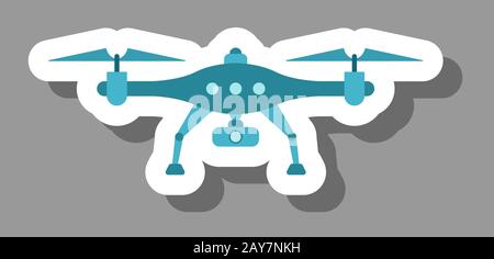 Drone icon that symbolizes future technology and innovation. All the objects, shadows and background are in different layers. Stock Vector