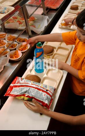 Children in line at school cafeteria Hagerstown, Maryland Stock Photo ...