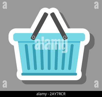 Shopping basket icon that symbolizes purchase and retail. All the objects, shadows and background are in different layers. Stock Vector