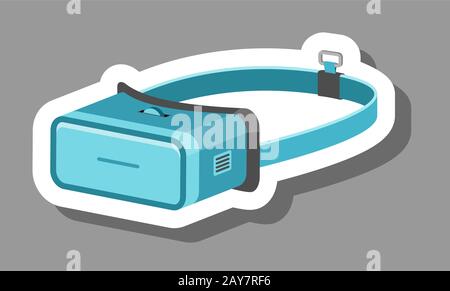 VR headset icon that symbolizes 3D and futuristic. All the objects, shadows and background are in different layers. Stock Vector