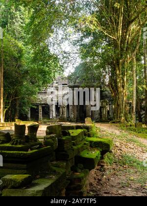 Image from Preaha Khan temple, a part of the Angkor Wat Archeological Park, Siem Reap, Cambodia. Stock Photo