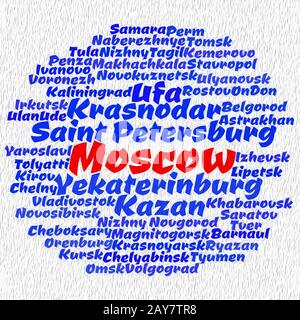 Towns in Russia word cloud Stock Photo