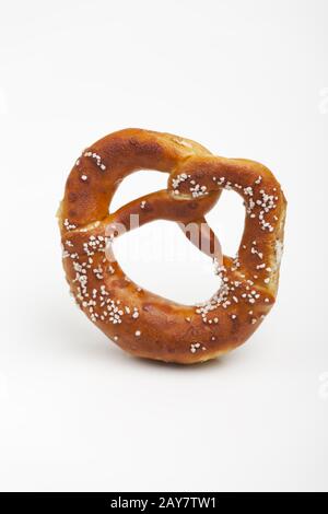 Bavarian pretzel on white background Stock Photo