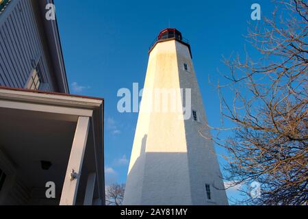 Lighthouse in Sandy Hook, New Jersey, during daylight hours, with the light turned off -22 Stock Photo