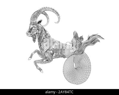 Capricorn figurine isolated on black background. Stock Photo