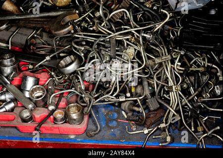 car, workshop, servis, repair, car, egr valve, diesel, gasoline, dose, pump,economical old diesel, economy, minimal environmental pollution, Stock Photo