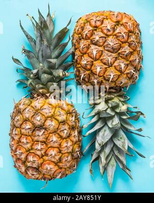 Fresh pineapple cut in half Stock Photo