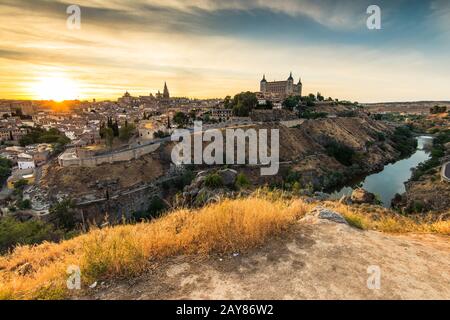 Beautiful sunset over historic Toledo in Spain Stock Photo